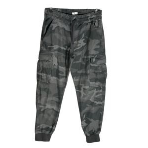 Tna Aritzia Sz S Camouflage Cargo Jogger Pant Gray Elastic Waist Drawstring Camo